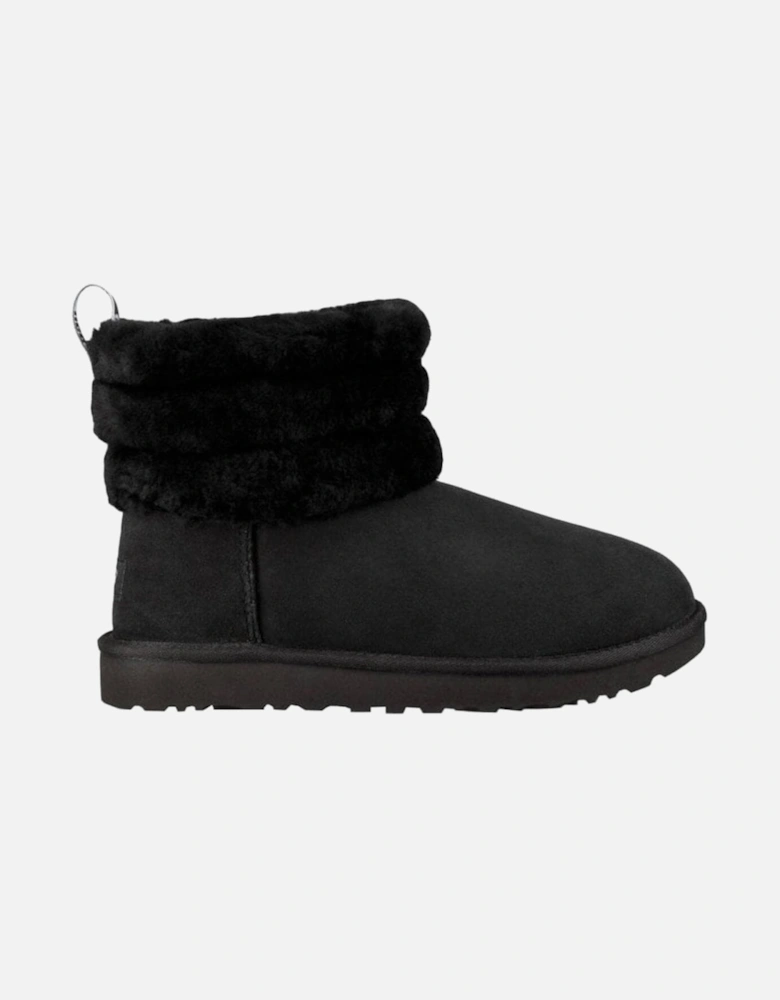 Girls Black Fluff Mini Quilted Boot