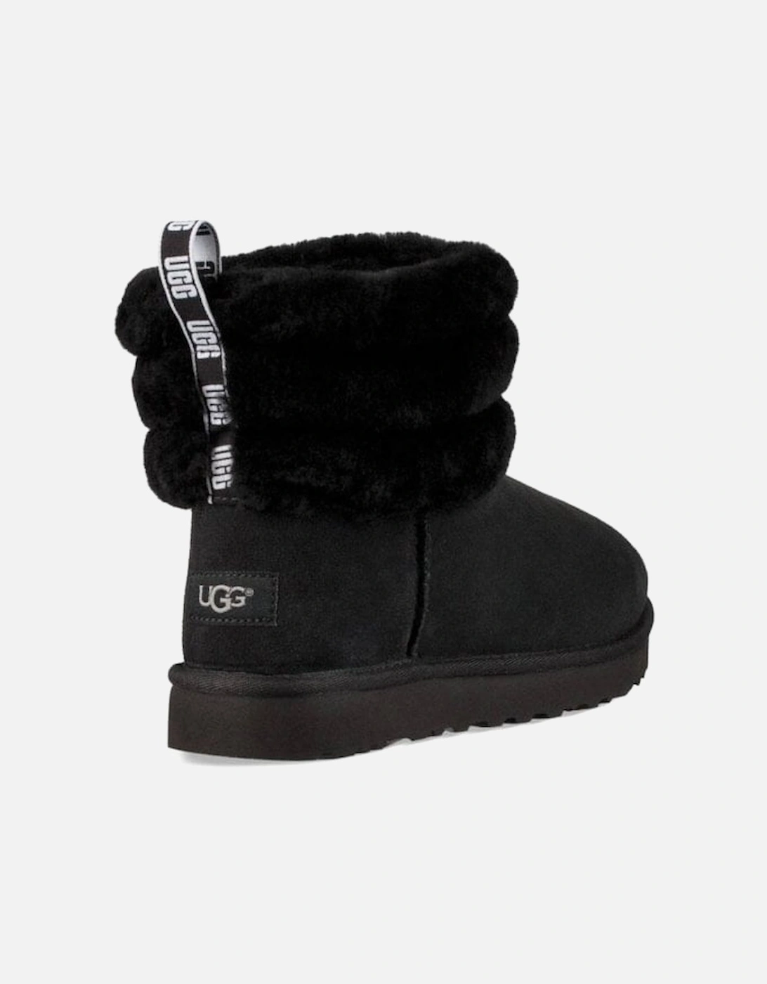Girls Black Fluff Mini Quilted Boot
