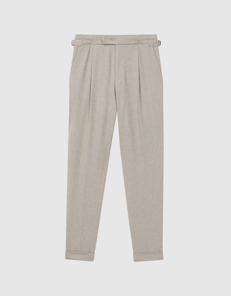 Slim Fit Puppytooth Rolled Hem Trousers