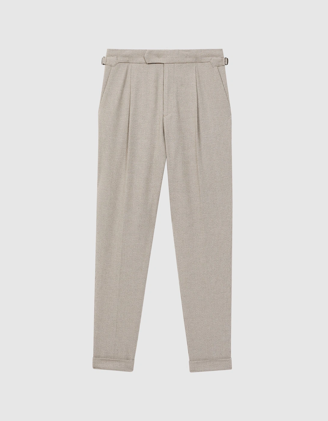 Slim Fit Puppytooth Rolled Hem Trousers, 2 of 1