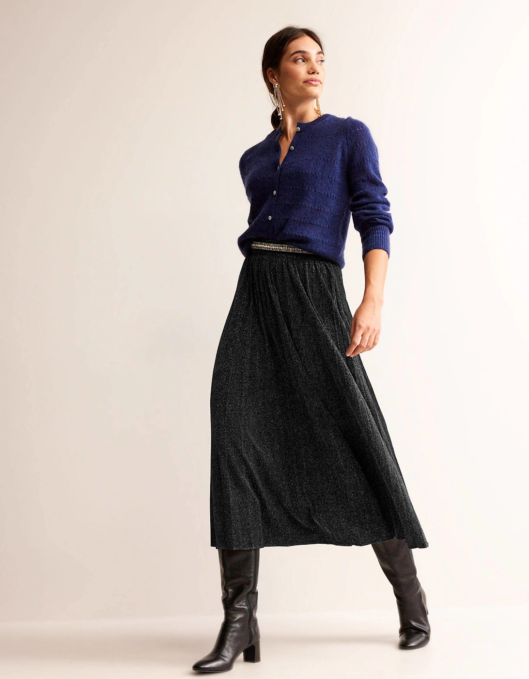 Jersey Metallic Pleated Skirt, 6 of 5