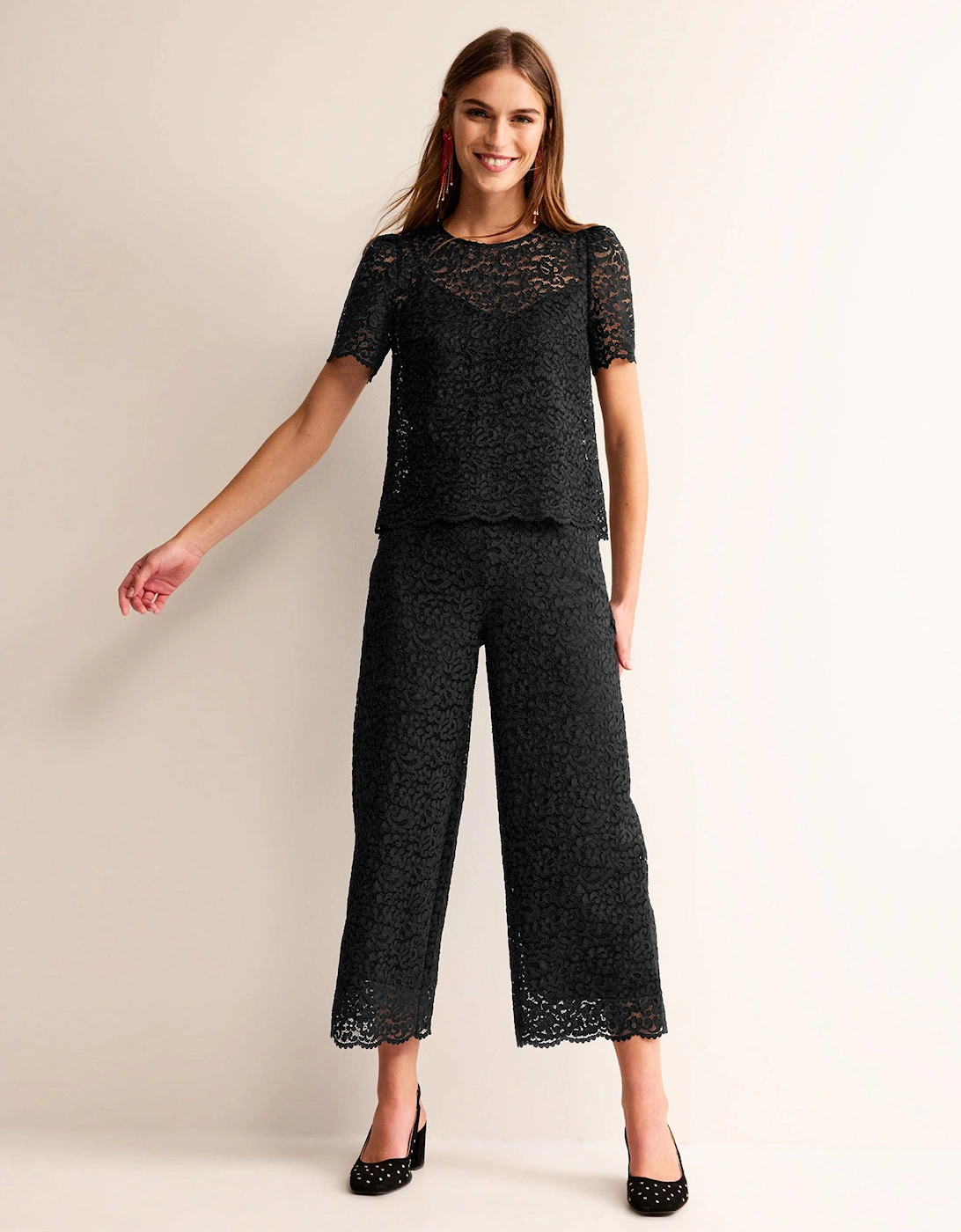 Cropped Wide-Leg Lace Trousers, 7 of 6