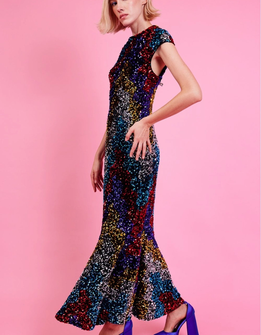 Multi Sequin Fish Tail Maxi Dress, 5 of 4