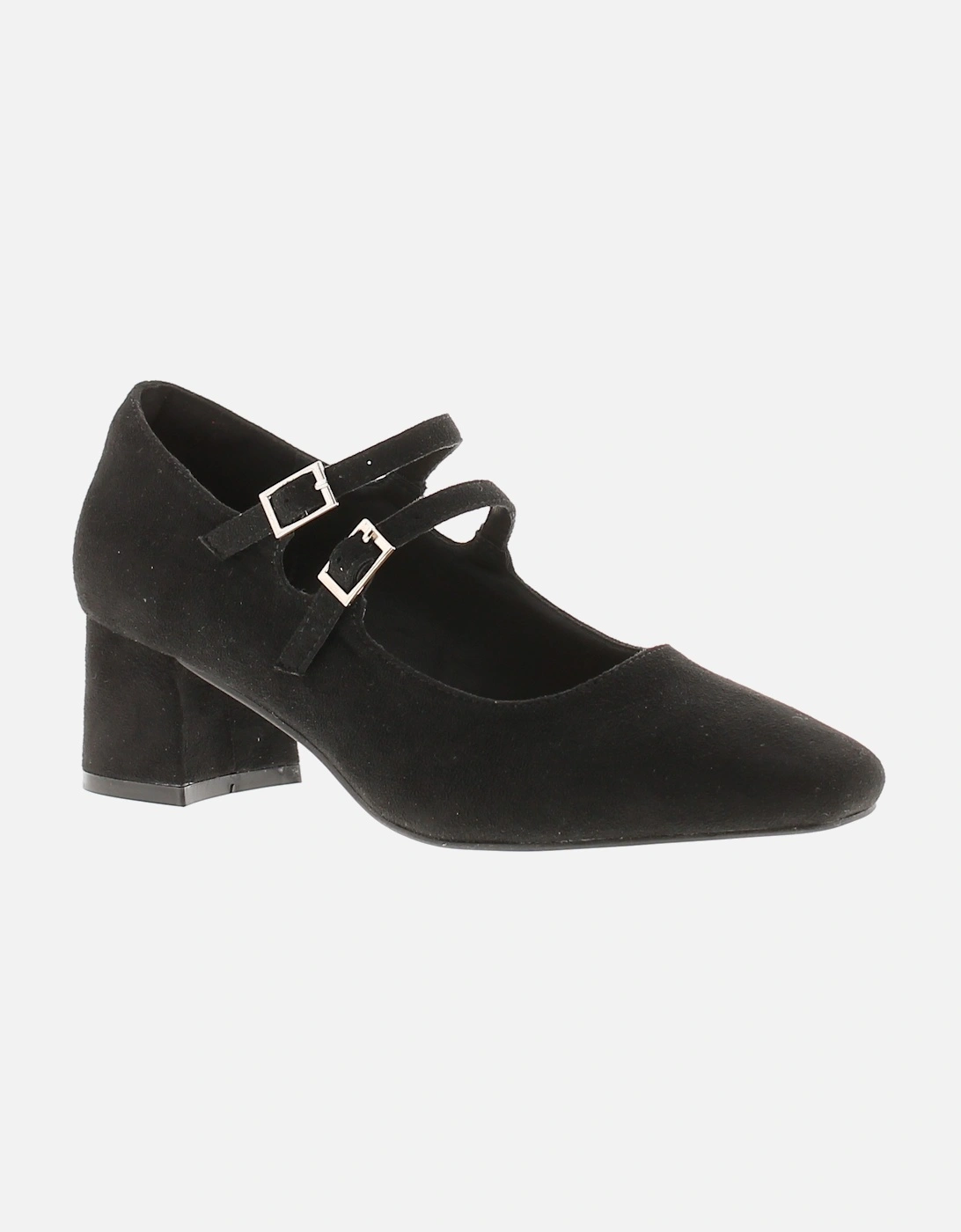 Womens Court Shoes Bustle Buckle black microfiber UK Size, 6 of 5