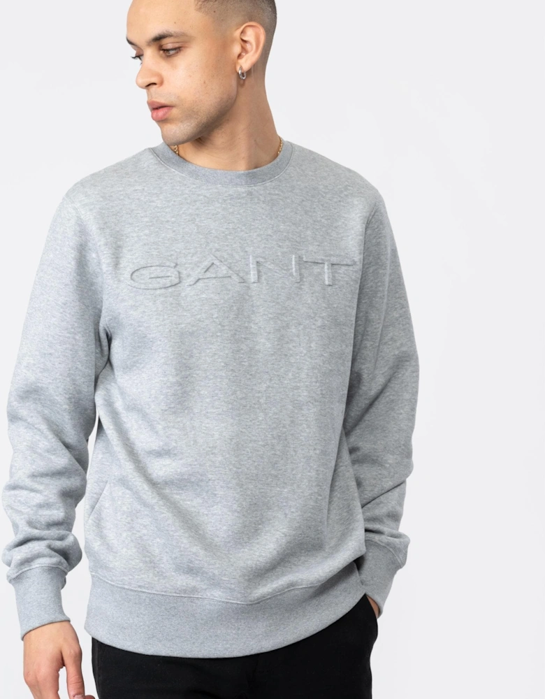 Mens Embossed Crew Neck Sweatshirt