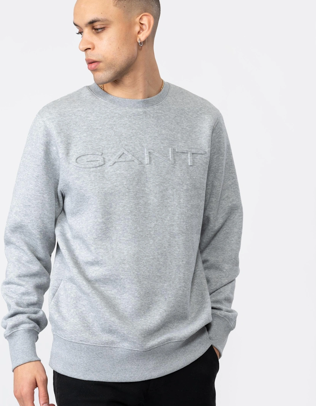 Mens Embossed Crew Neck Sweatshirt, 6 of 5