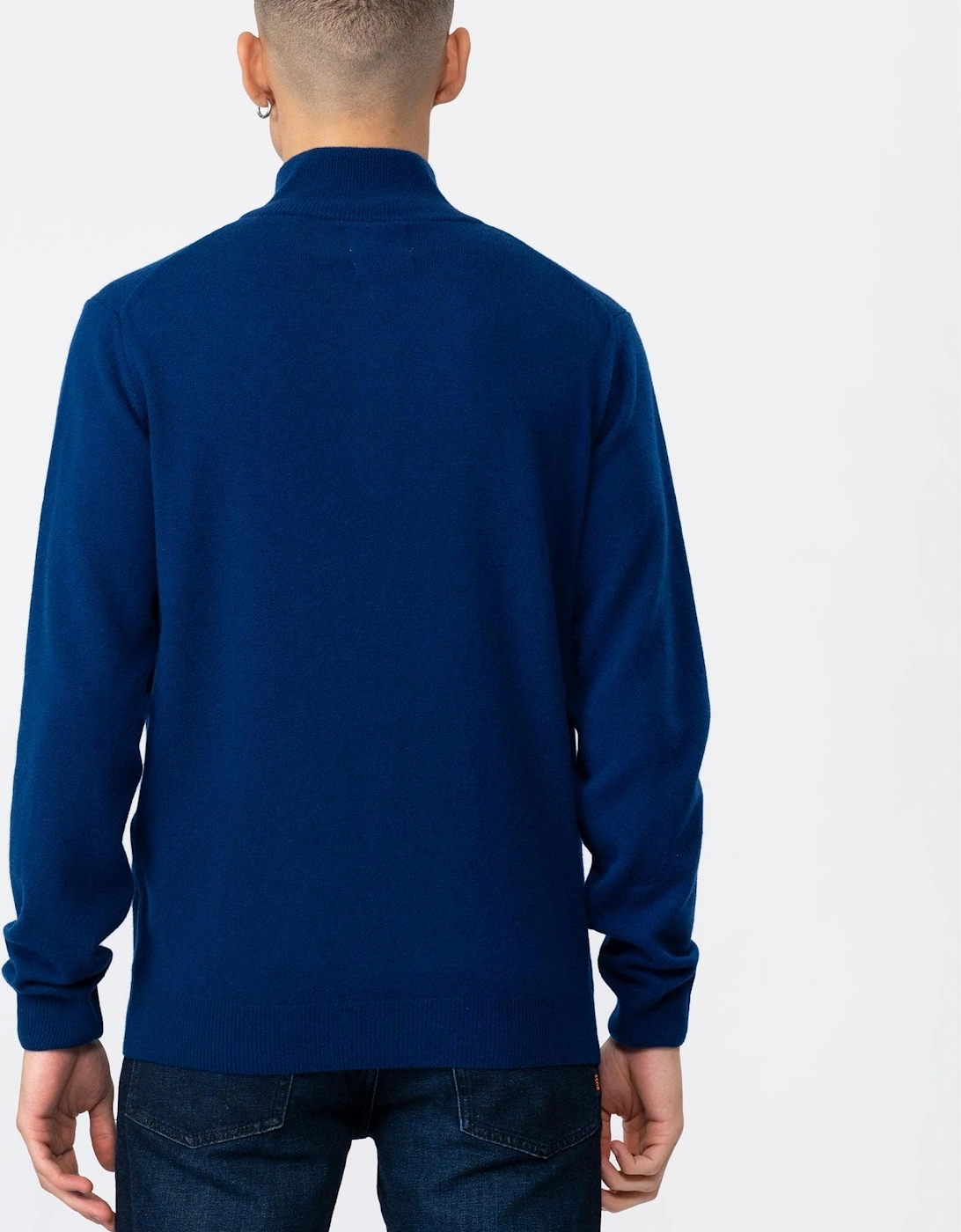 Mens Superfine Lambswool Half Zip Cardigan