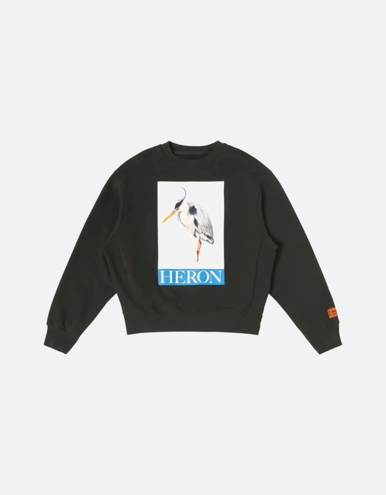 Heron Bird Painted Crewneck Black