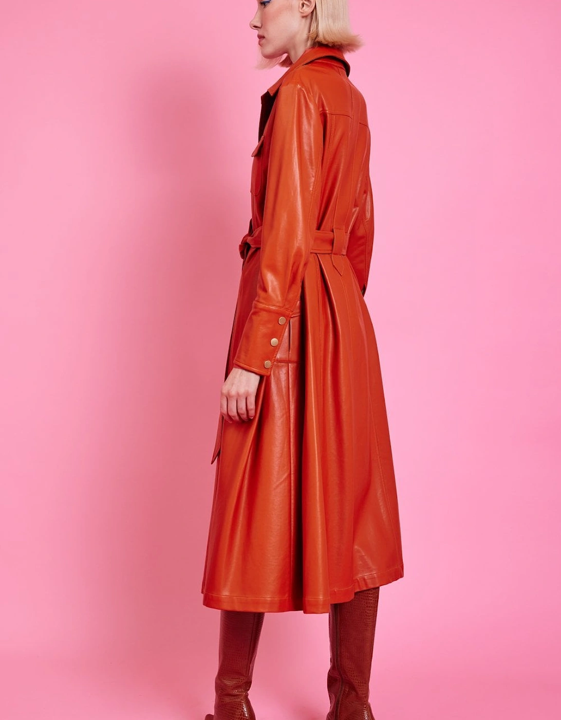 Retro Autumn Eco Leather Trench Coat