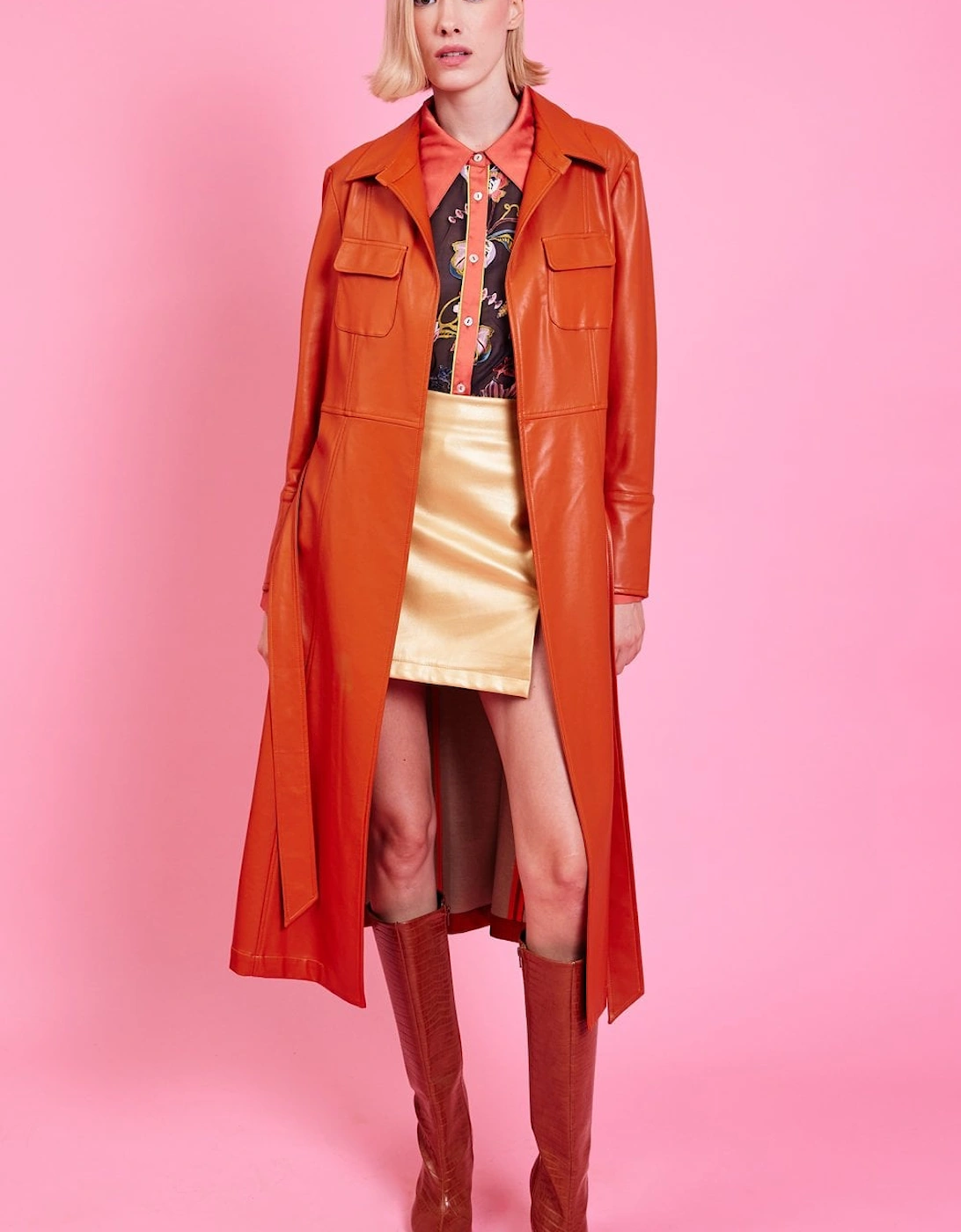 Retro Autumn Eco Leather Trench Coat