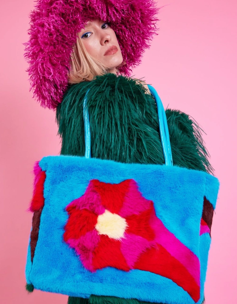 Handmade Bamboo Floral Faux Fur Bag