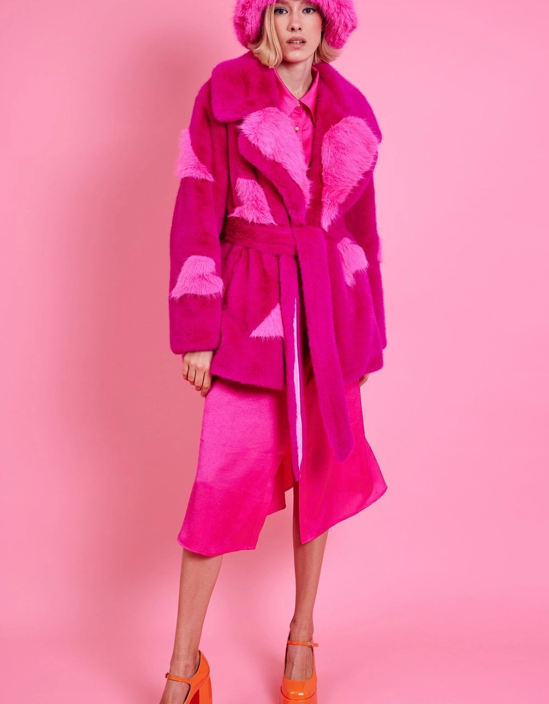 Eco Bamboo Faux Fur Coat with Love Heart Detailing