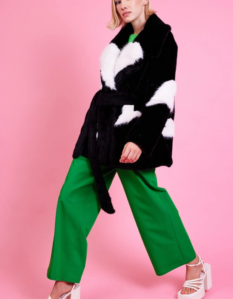 Eco Bamboo Faux Fur Coat with Love Heart Detailing
