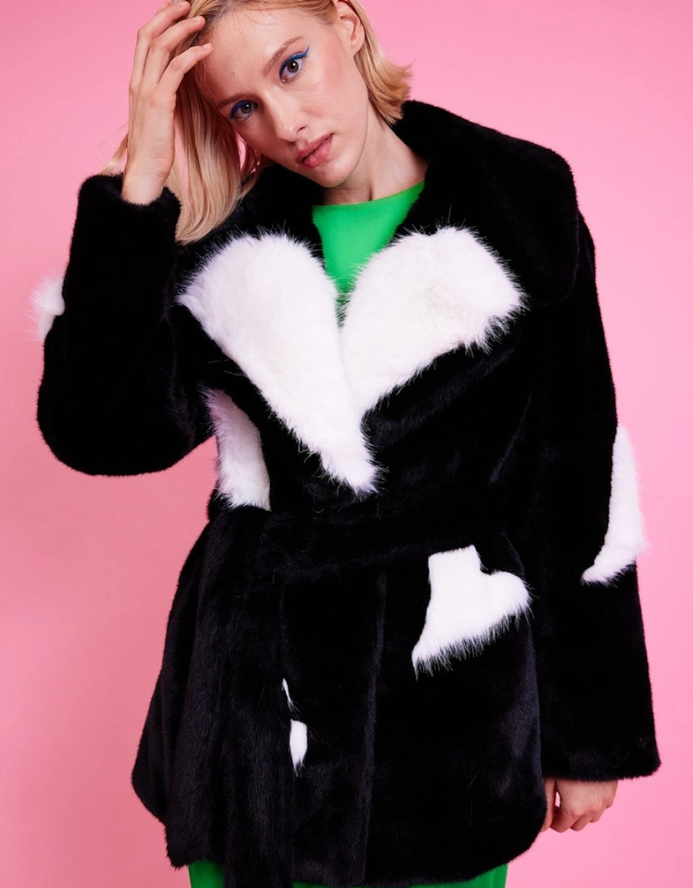 Eco Bamboo Faux Fur Coat with Love Heart Detailing