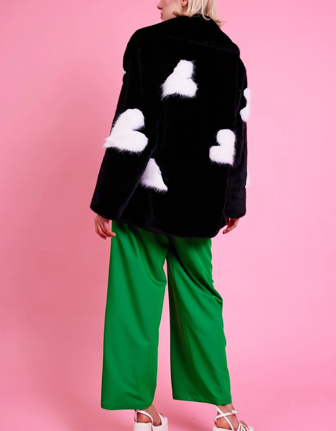 Eco Bamboo Faux Fur Coat with Love Heart Detailing