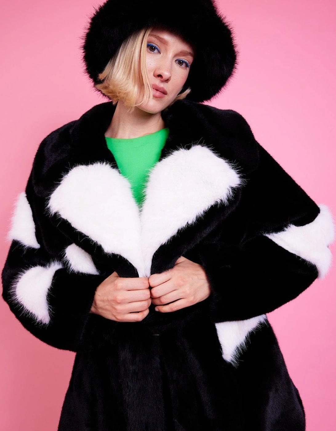 Eco Bamboo Faux Fur Coat with Love Heart Detailing