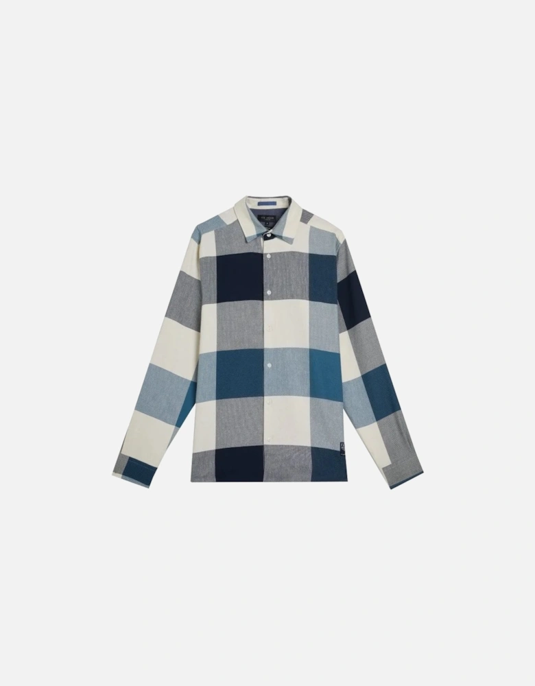 Men's Blue Large Scale Check Neetly Shirt.