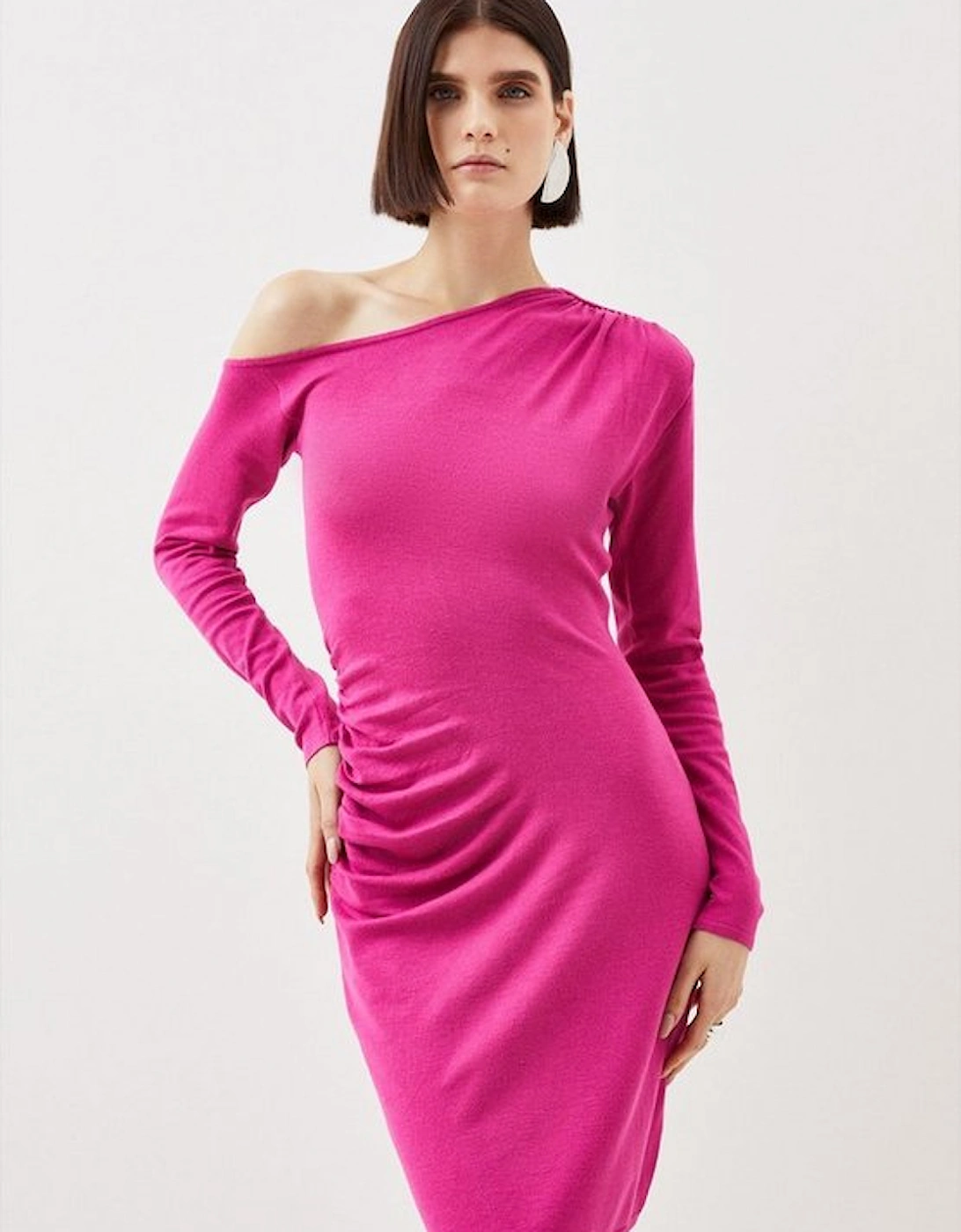 Viscose Blend Drop Shoulder Knitted Mini Dress, 5 of 4