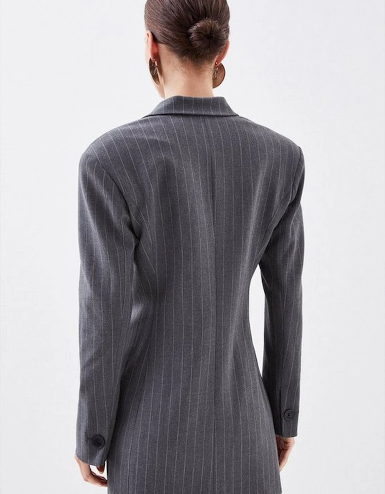 Petite Tailored Pinstripe Single Breasted Blazer Dress