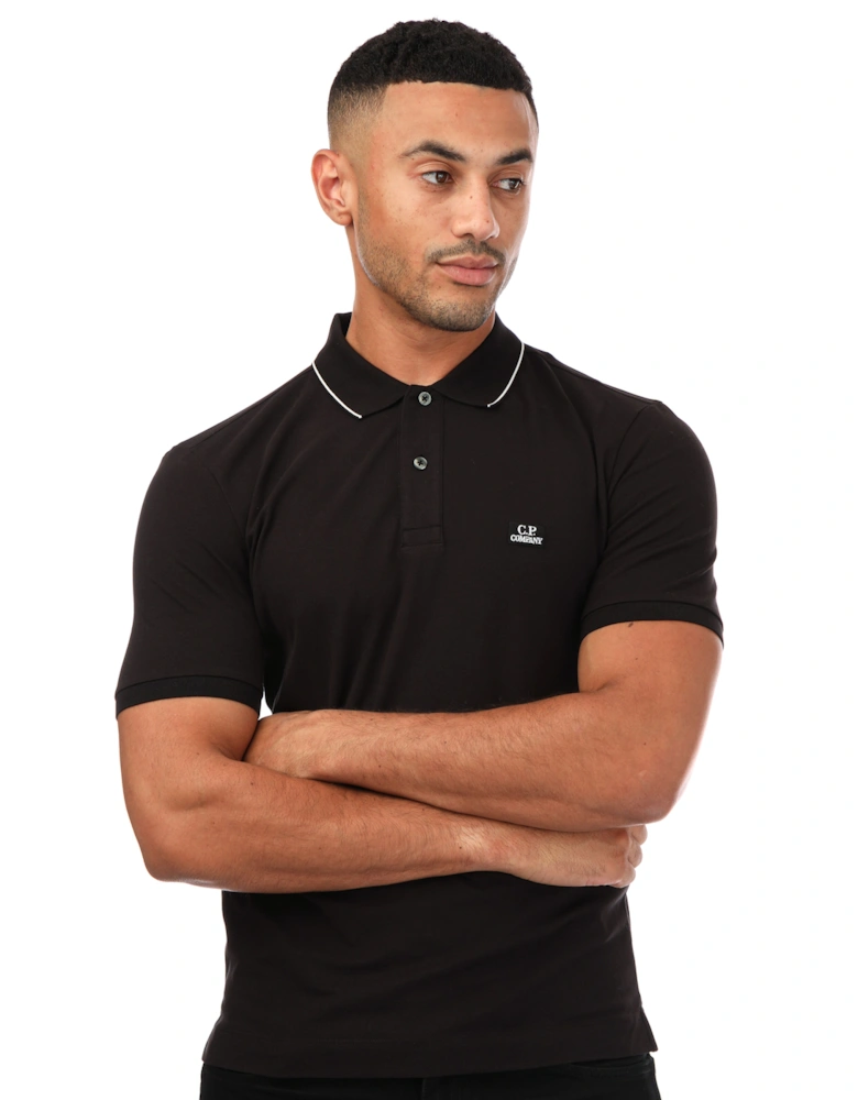 Mens Stretch Piquet Polo Shirt - Mens Stretch Piquet Slim Striped Polo Shirt