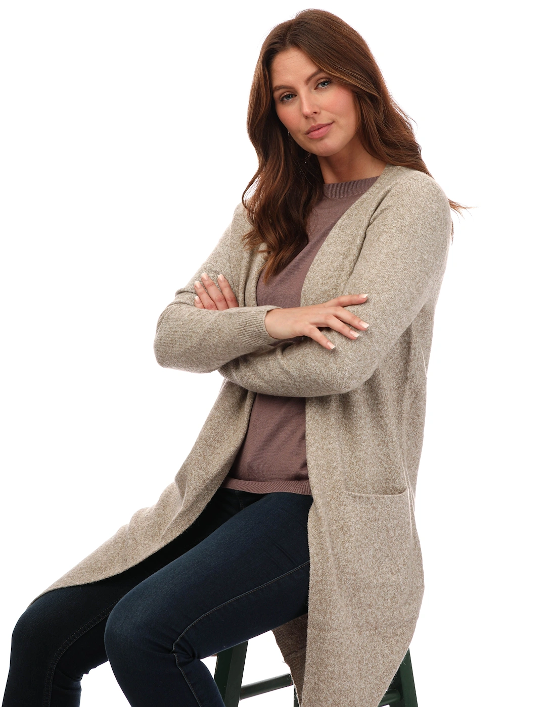 Womens Doffy Long Open Cardigan