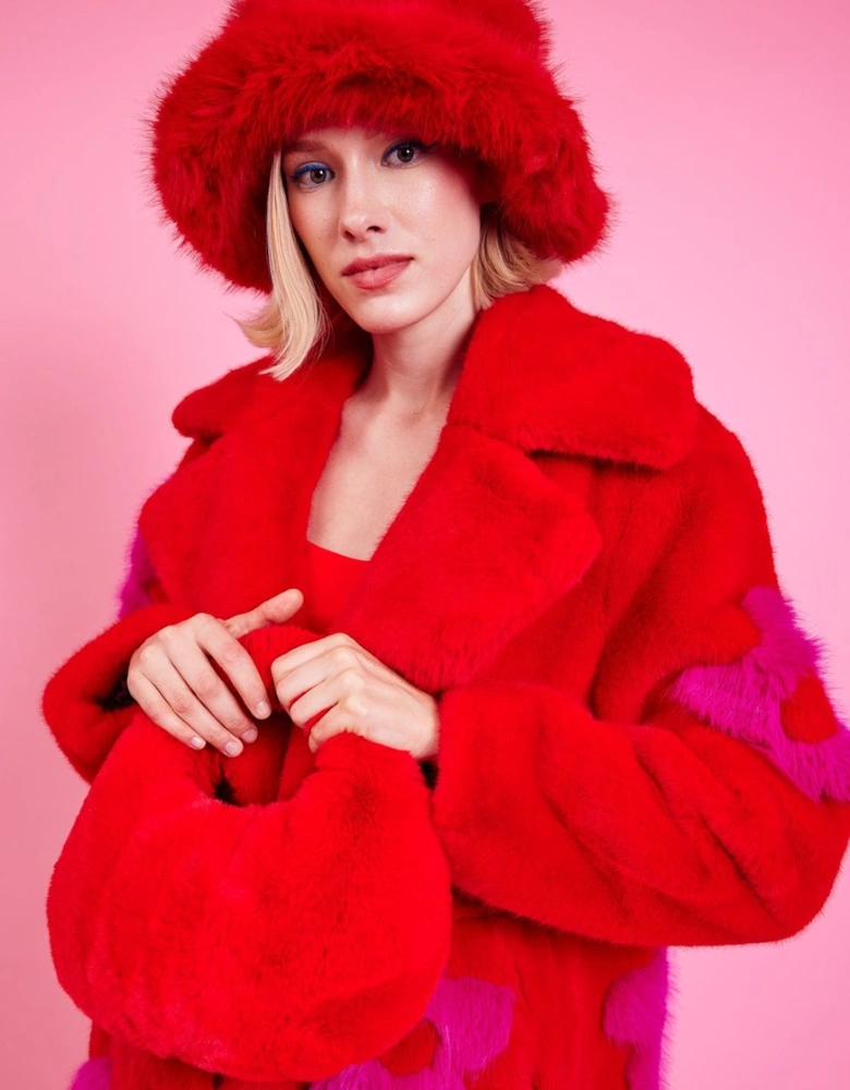 Faux Fur Jodie Bag in Red
