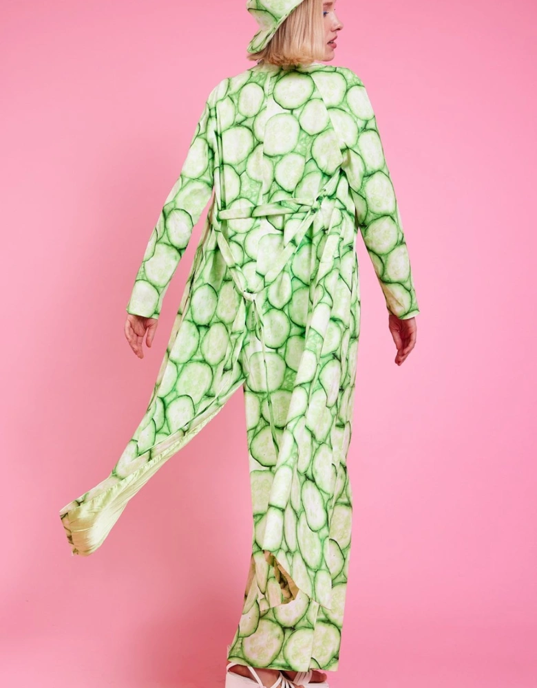 Tencel Blend Cucumber Print Trench Coat