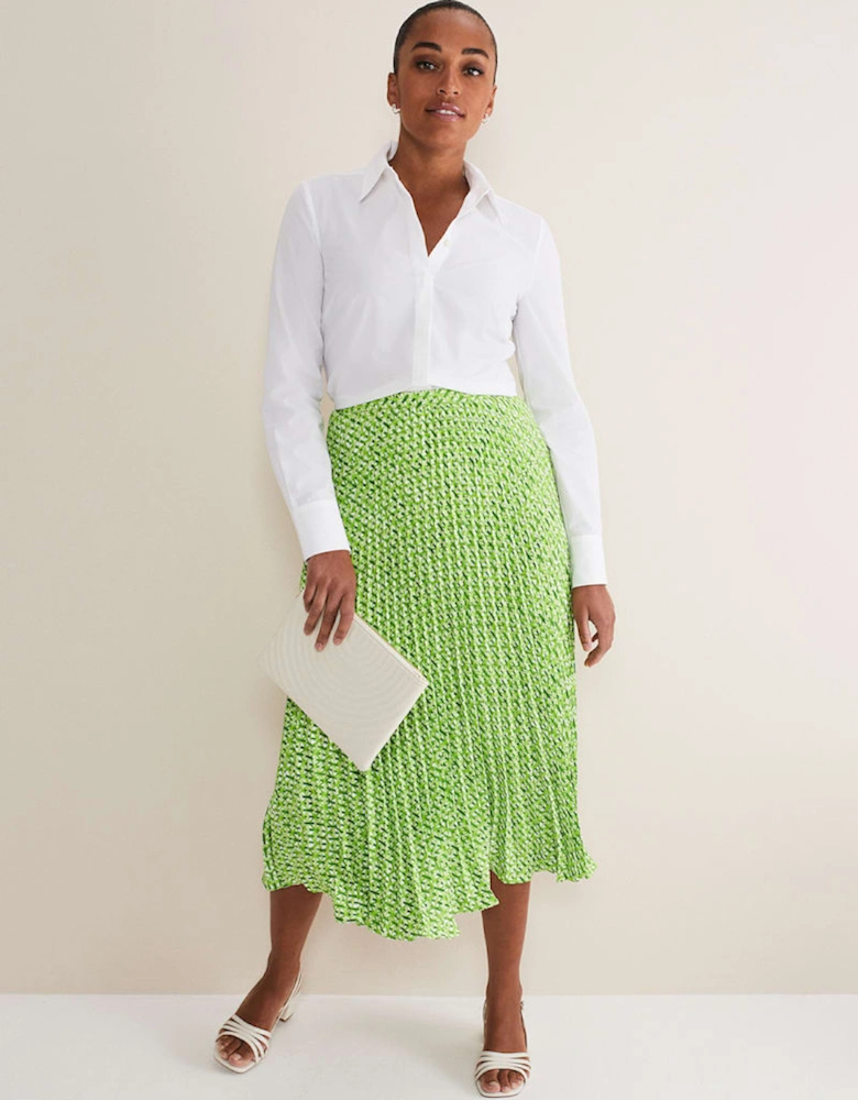 Elmina Geo Pleated Midi Skirt