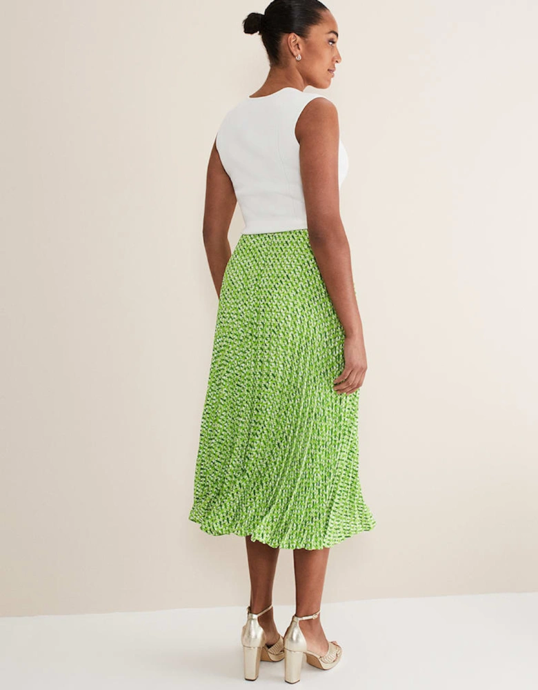 Elmina Geo Pleated Midi Skirt
