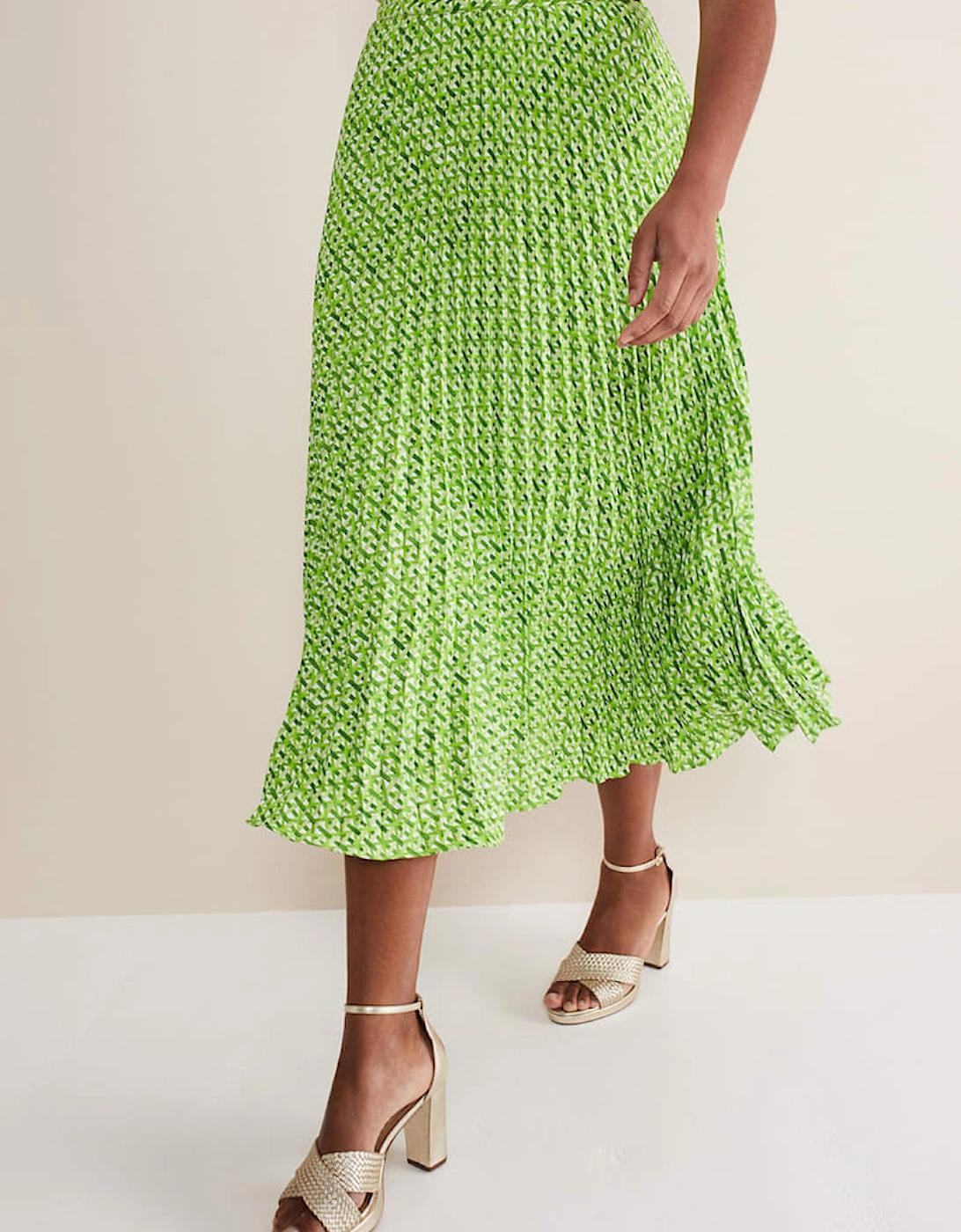 Elmina Geo Pleated Midi Skirt