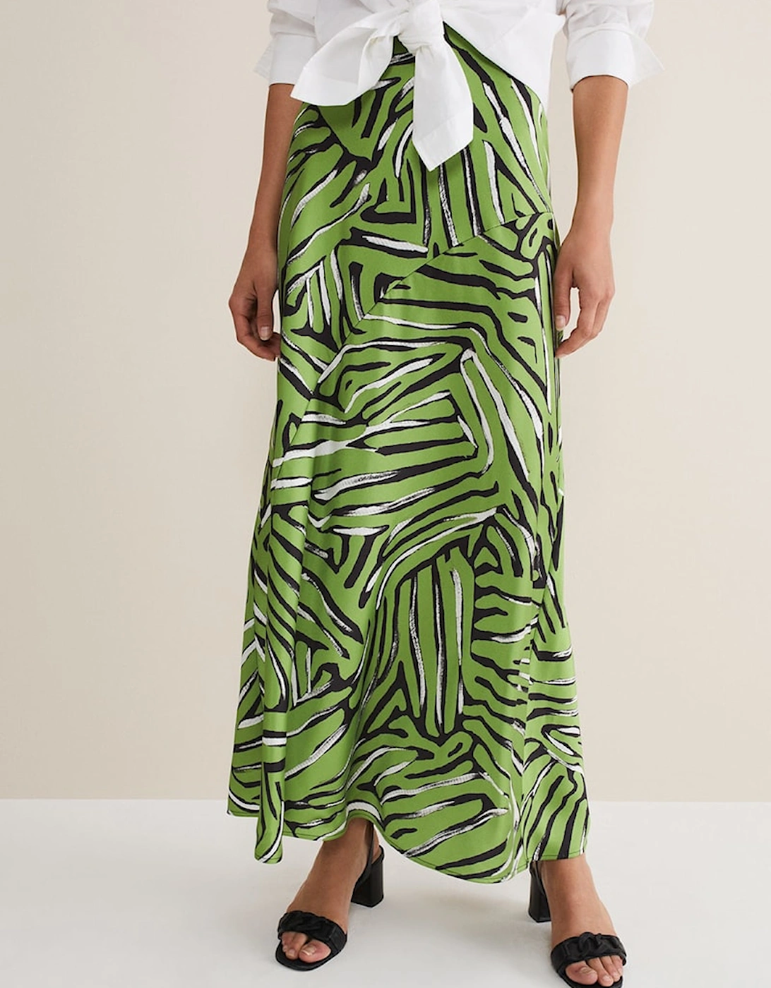 Norabel Zebra Print Satin Skirt
