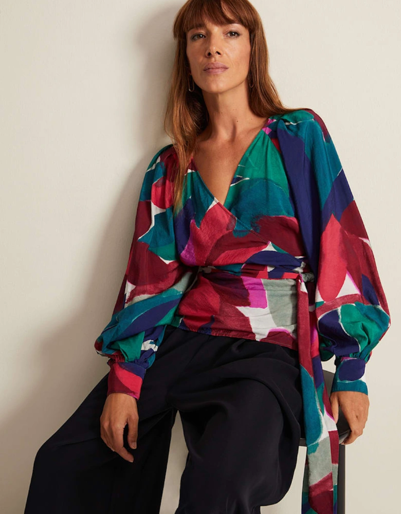 Shalni Abstract Floral Wrap Top