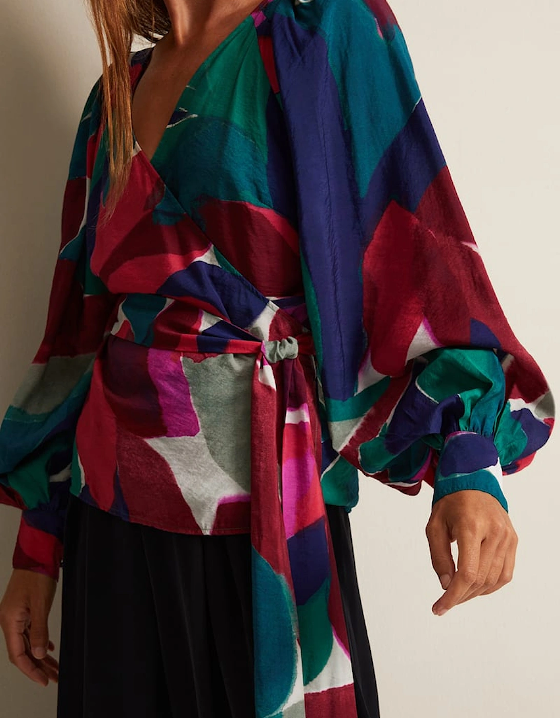 Shalni Abstract Floral Wrap Top