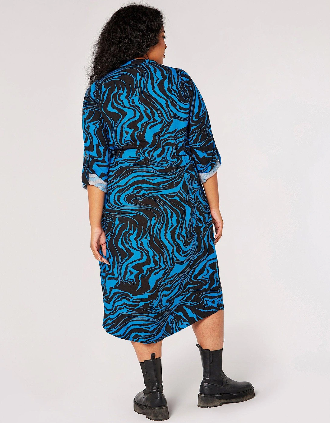 Curve Marble Swirl Drawstring Zip Dress
