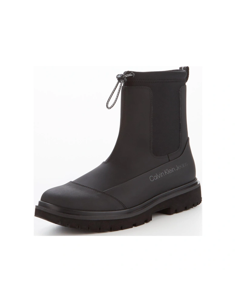 Ck Jeans Chunky Combat Chelsea Leather Boot - Black