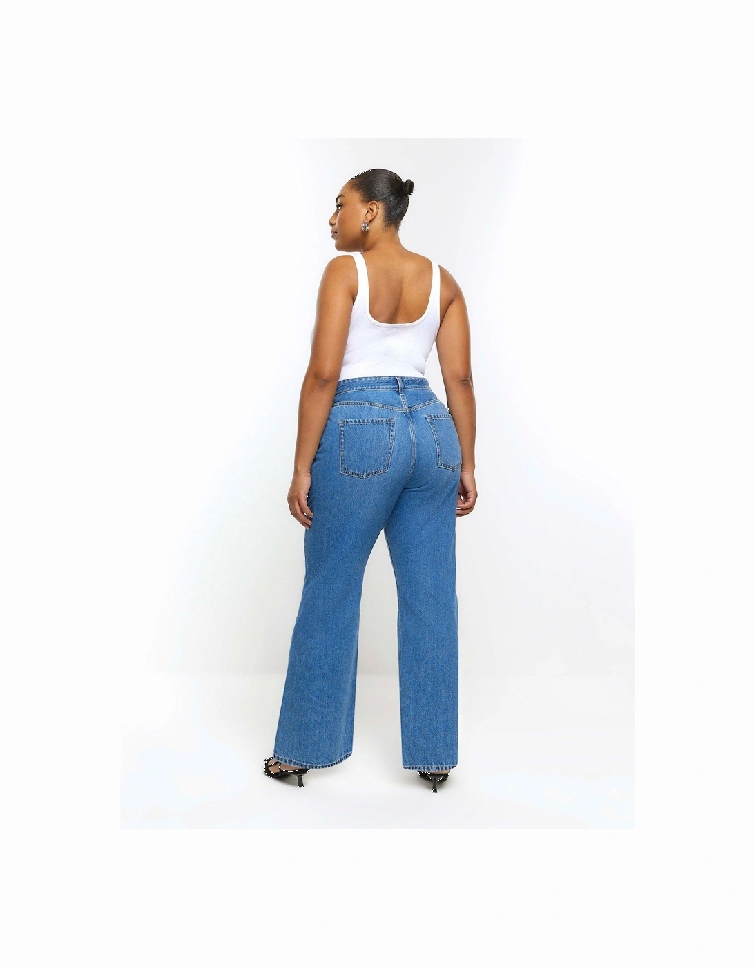 90s Long Straight Jagger Jeans - Blue