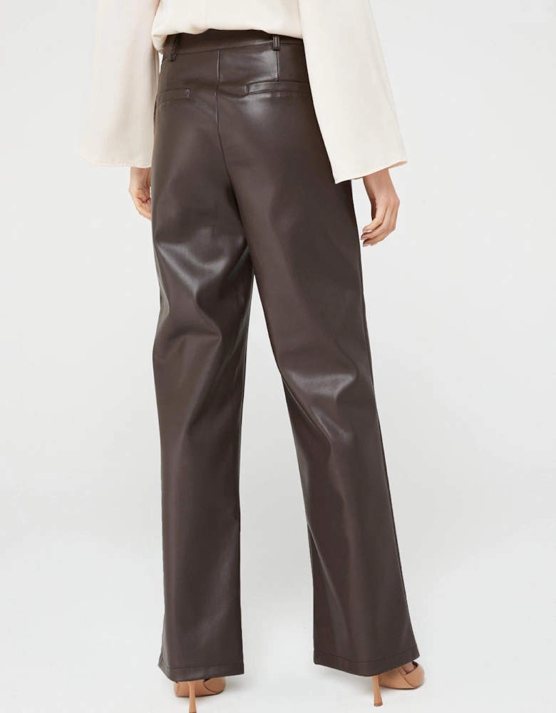 PU Straight Leg Trouser - Brown