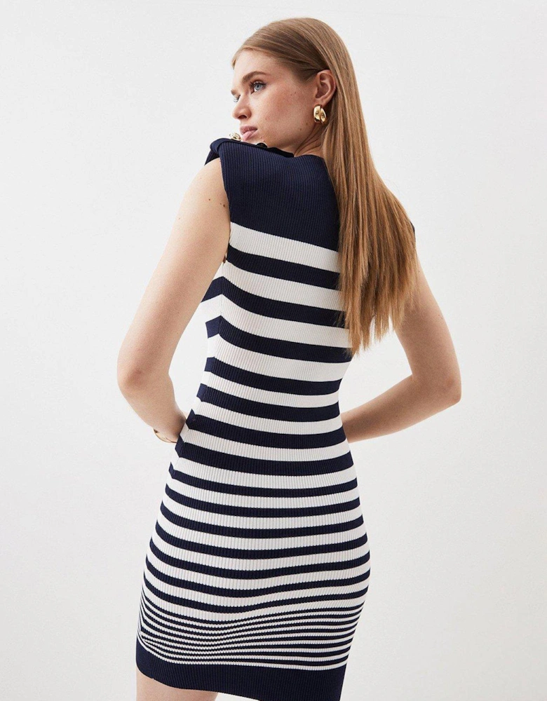 Rib Knit Mini Dress - Stripe - Multi