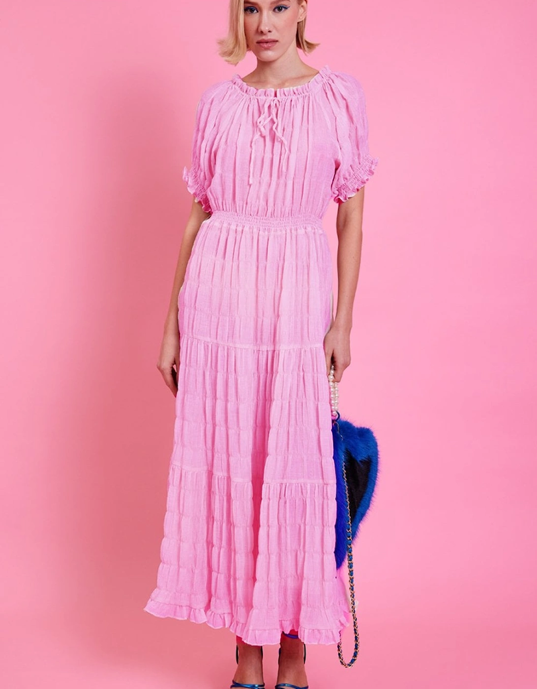 Pink Silk Blend Maxi Ruffle Dress, 5 of 4