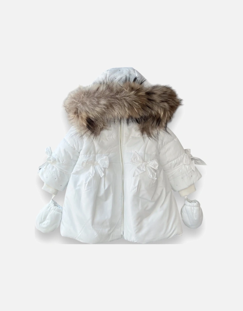 White Fur Hooded Coat