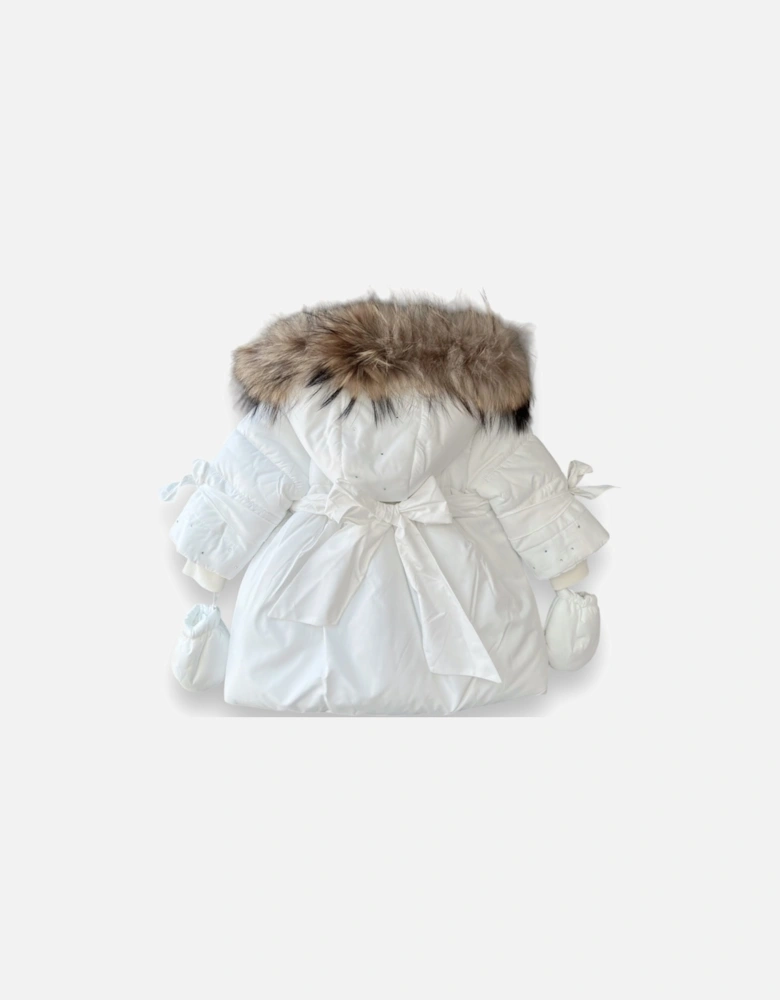 White Fur Hooded Coat