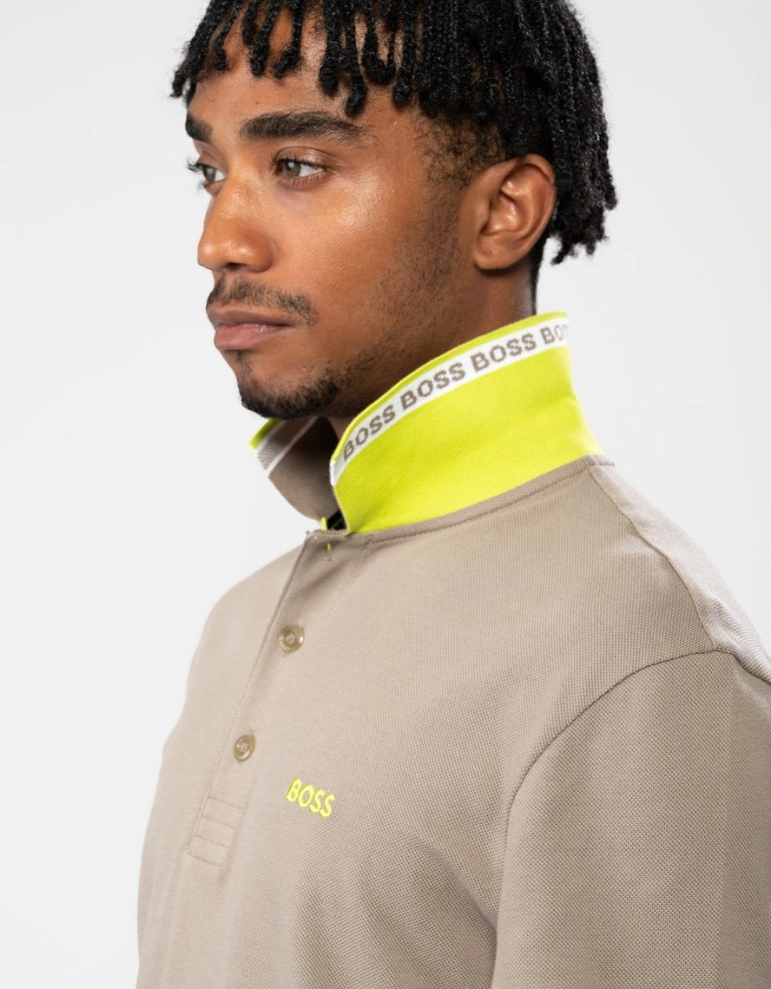 BOSS Green Plisy Mens Branded Collar Long Sleeve Polo Shirt