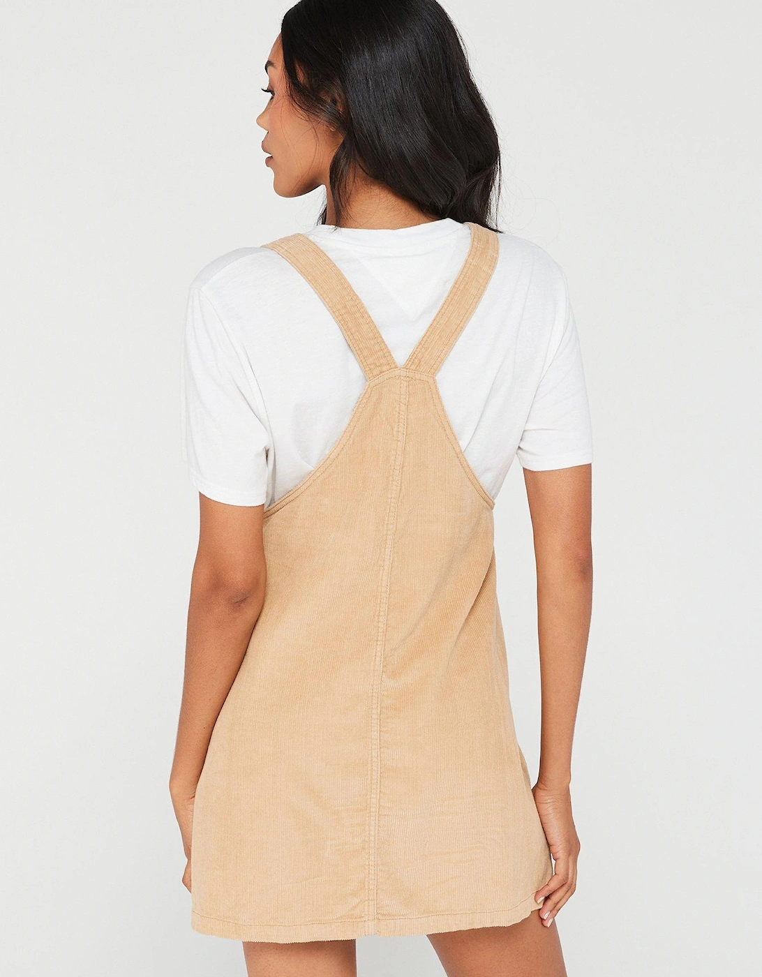 Badge Logo Cord Pinafore Dress - Brown