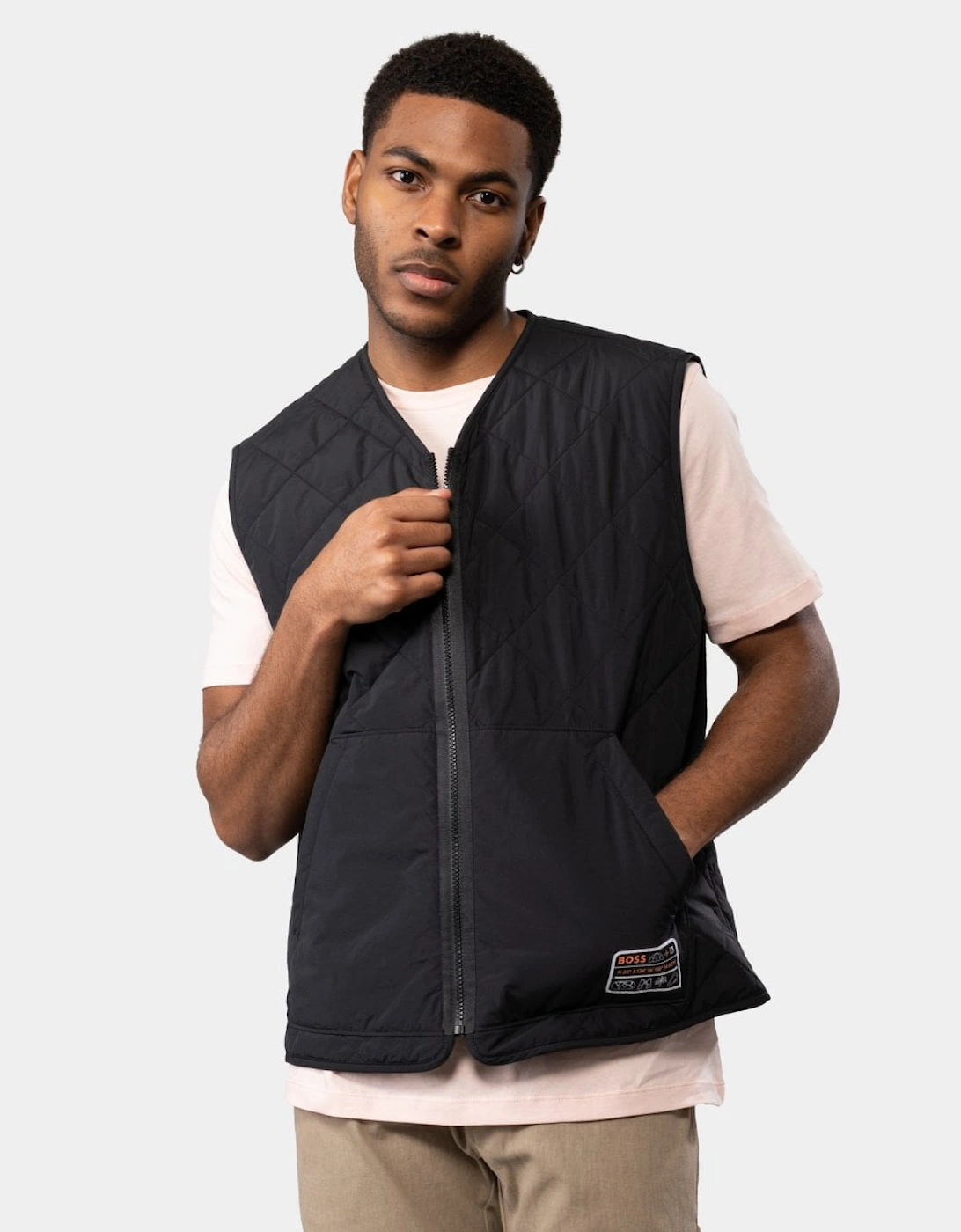 Orange Okella Mens Quilted Gilet, 6 of 5