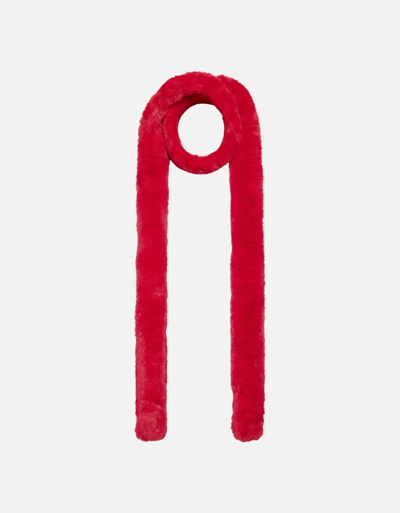 PASHA FAUX FUR SCARF-RED