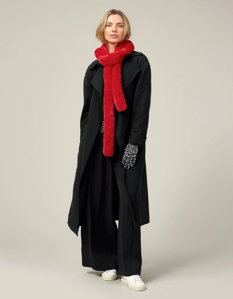 PASHA FAUX FUR SCARF-RED