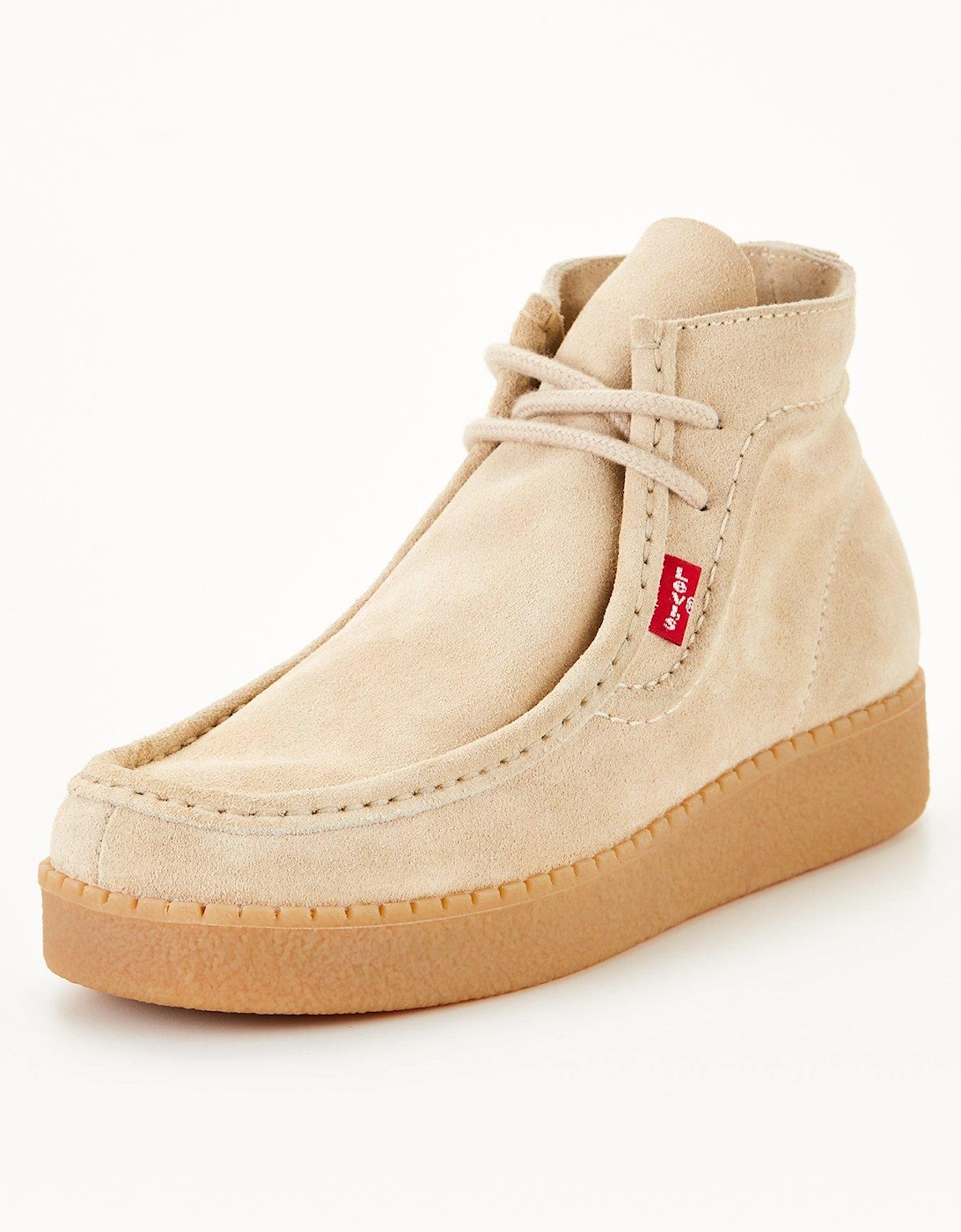 Suede Red Tab Boot - Beige