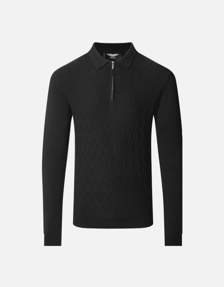 Blanc Cotton Ribbed Black Knitted Polo