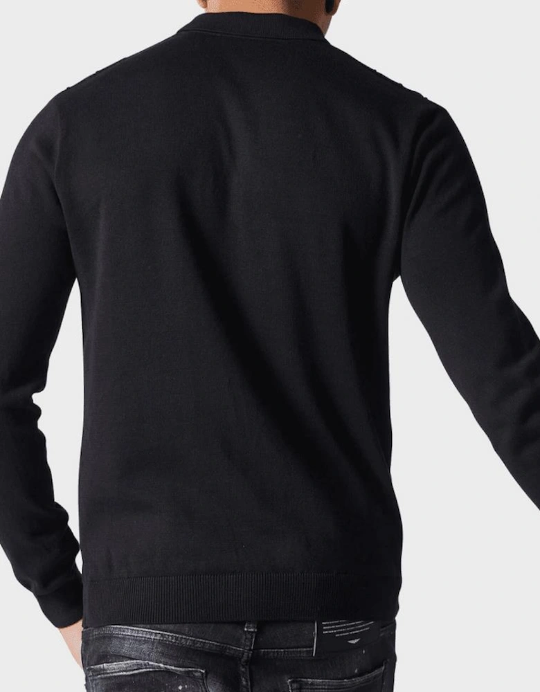 Blanc Cotton Ribbed Black Knitted Polo