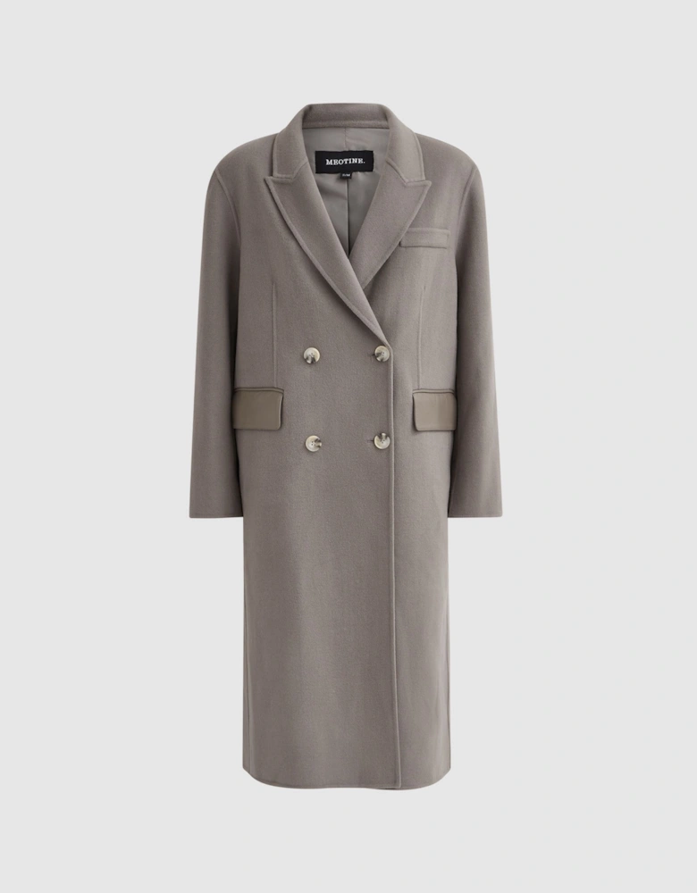 Meotine Beige Wool Mid Length Coat